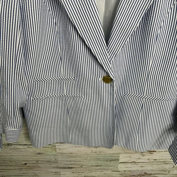 Anne Klein blue striped blazer size small - Picture 4 of 9